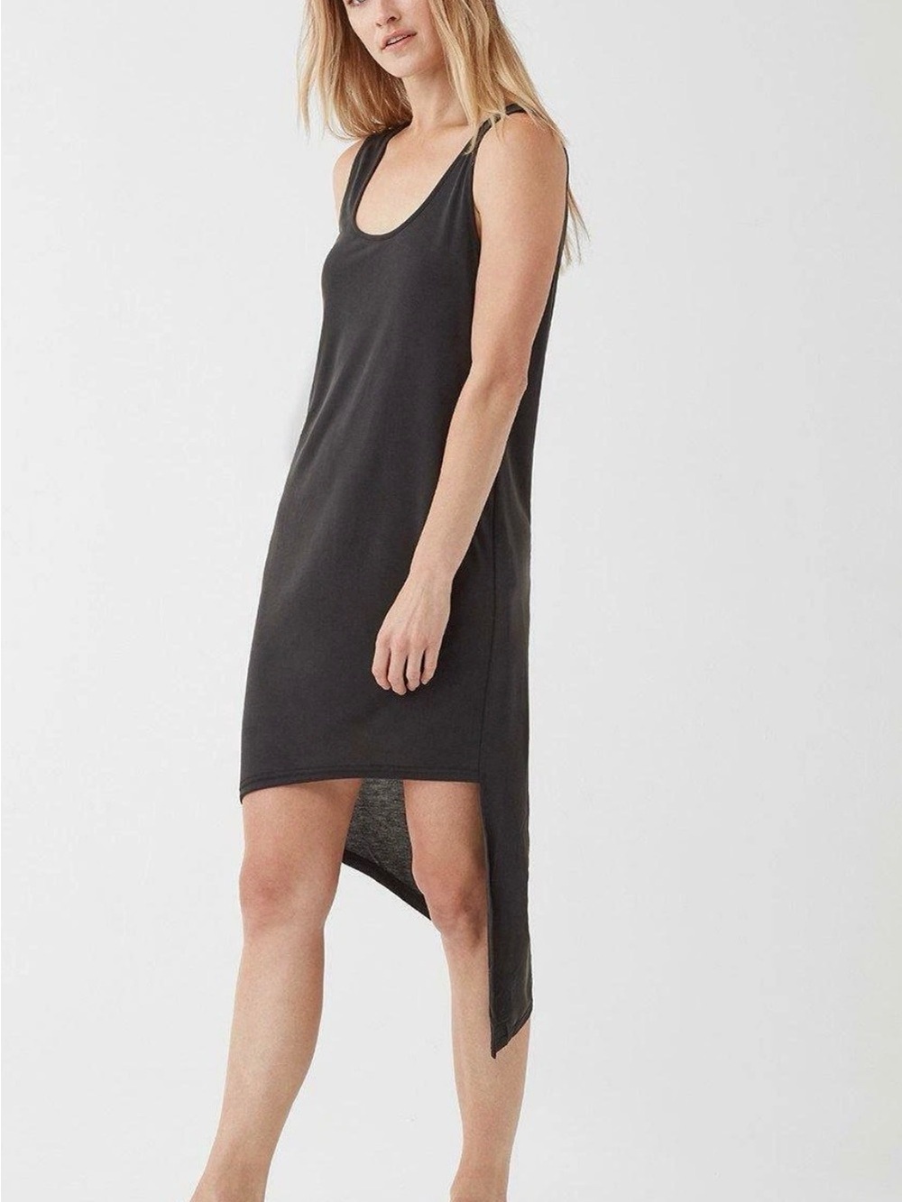 Splendid Black Asymmetric High Low Maxi Dress Small Rayon Sleeveless Tank Dress